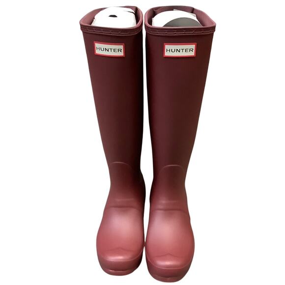 HUNTER Women's 5 Red Original Back Adjustable Matte Rain Boots Pull On LM1-10 - Picture 1 of 11